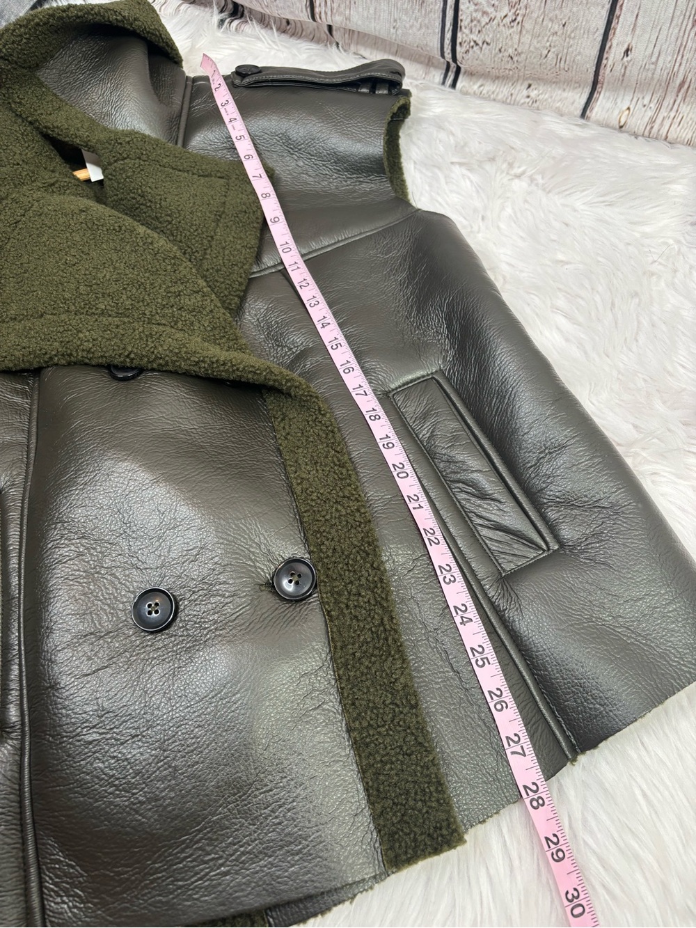 🏷️NWT Steve Madden Women’s Large Fawn Sleeveless Mixed Media Vest Dark Green NEW - Picture 15 of 16